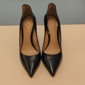 M. Gemi black pebbled patent leather stiletto pumps